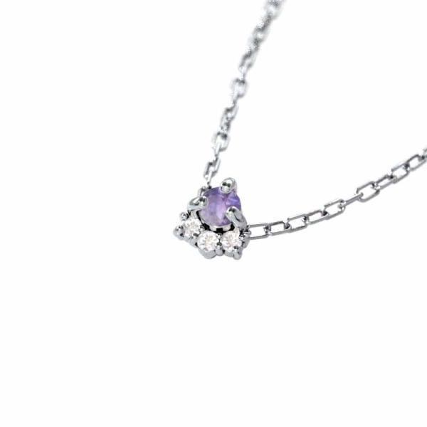アメジスト(紫水晶) 天然ダイヤモンド ジュエリー ネックレス 2月誕生石 ホワイトゴールドk10 ...