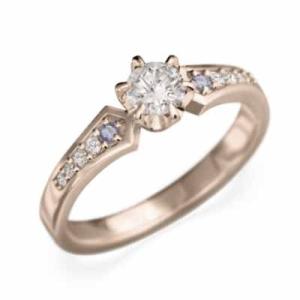 オーダーメイド 婚約 指輪 タンザナイト 天然ダイヤモンド 18金ピンクゴールド 12月の誕生石｜skybell