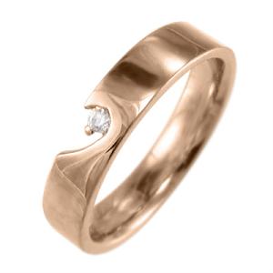 指輪 10金ピンクゴールド スウィート ハート 1粒 石 天然ダイヤモンド 4月誕生石 ハートの片割れ