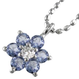ブルートパーズ タンザナイト ネックレス フラワー K10YG/PG/WG