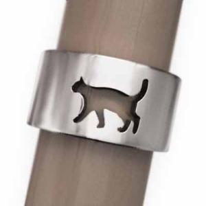 リング k18ホワイトゴールド シンプル ワイド 猫