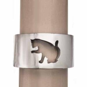 猫 k18ホワイトゴールド ワイド 指輪 シンプル