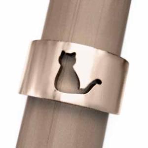 リング k18ピンクゴールド 猫 ワイド シンプル