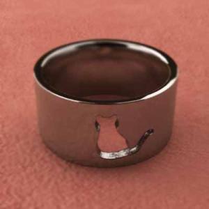 k18ピンクゴールド 猫 ワイド リング シンプルの詳細画像2