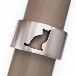 ワイド 猫 シンプル k18ホワイトゴールド 指輪
