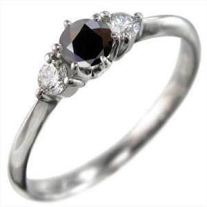 ブラックダイヤモンド(黒ダイヤ) スリーストーン 白金（プラチナ）900 リング 4月の誕生石