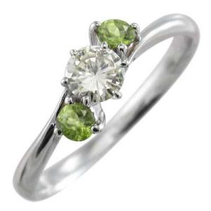 8月誕生石 スリーストーン ペリドット プラチナ900