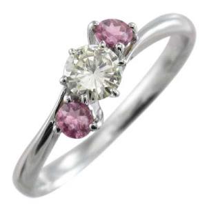 ピンクトルマリン 10月誕生石 スリーストーン Pt900