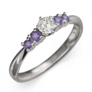 2月の誕生石 ファイブストーン アメシスト(紫水晶) k10ホワイトゴールド