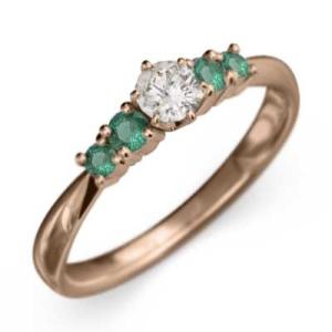 5月誕生石 ファイブストーン ピンクゴールドk18 エメラルド