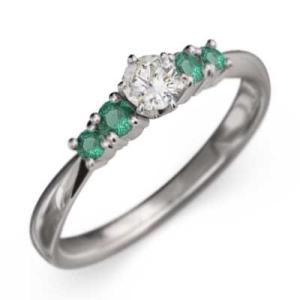 ファイブストーン プラチナ900 5月誕生石 エメラルド