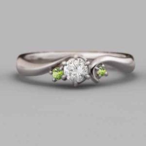 結婚指輪 にも ペリドット 天然ダイヤモンド ...の詳細画像2