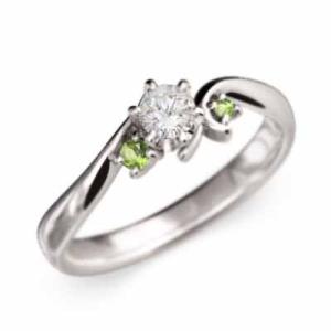 結婚指輪 にも ペリドット 天然ダイヤモンド ...の詳細画像3