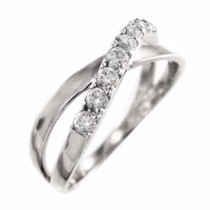 指輪 ダイアモンド クロス k10ホワイトゴールド 約0.25カラット 4月誕生石