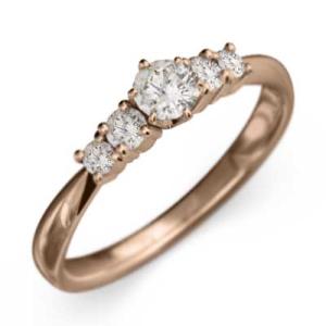 ファイブストーン k10ピンクゴールド 4月誕生石 ダイアモンド 約0.41カラット