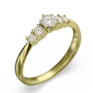 k18イエローゴールド 4月誕生石 ファイブストーン 天然ダイヤモンド 約0.41カラット リング