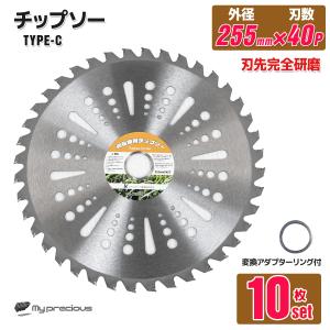 草刈機の交換用チップソー　10枚セット(255mm - 40T)　草刈り機用替刃　Type-C｜skybreath