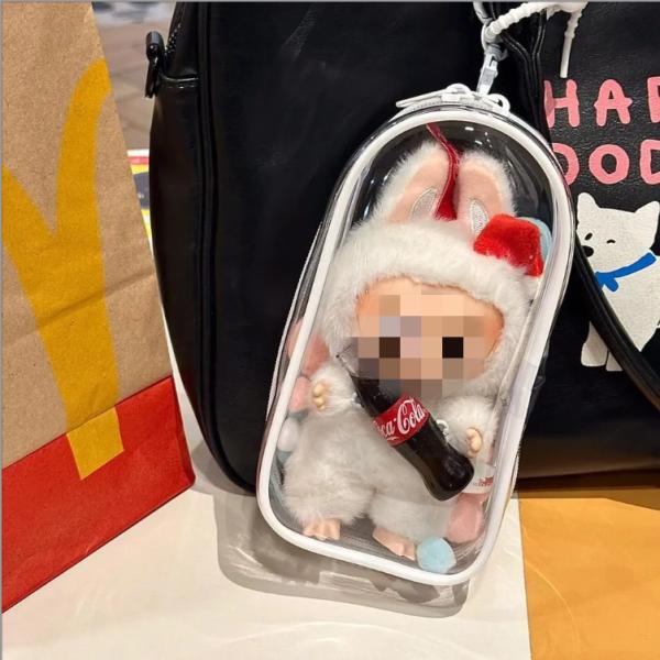 Labubu コーラ 対応ケース ぬいぐるみ収納バッグ 19cm バッグ 防塵 高透明 厚手 保護ケ...