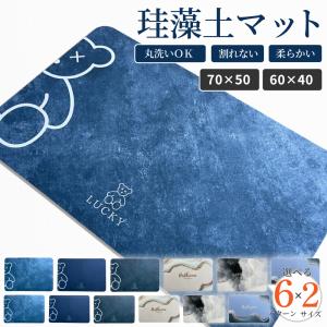 バスマット 珪藻土 マット 2サイズ 柔らか 洗える ソフト 珪藻土マット 割れない 60cm 選べる6種 速乾 瞬間吸水 抗菌 防カビ 滑り止め 風呂マット 足拭き｜skycs