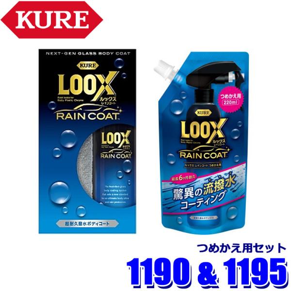 1190＋1195 KURE 呉工業 LOOX ルックス レインコート 撥水 はっ水 ツヤ出し 自動...