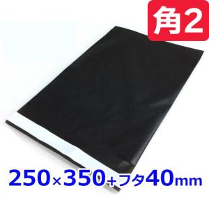 宅配袋 封筒 黒 ビニール 封筒 テープ フタ付き 角形2号 100枚 宅配 通販 袋 透けにくい ブラック 送料無料｜skyfactory-tokyo