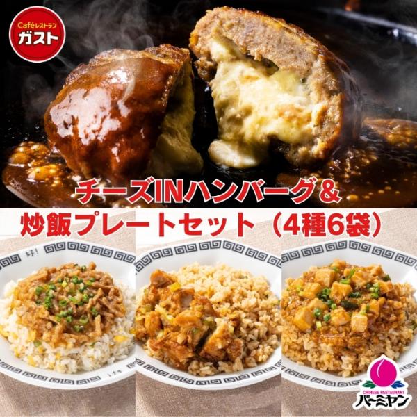 冷凍食品 惣菜 /ガスト チーズINハンバーグ＆バーミヤン 炒飯プレートセット 4種6袋/中華惣菜 ...