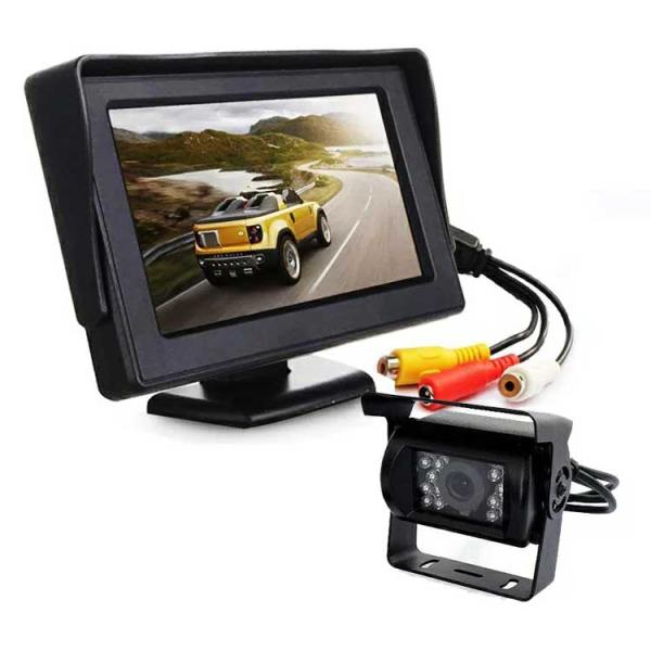 トラック対応4.3インチモニター搭載バックカメラセット12-24V　RCA 汎用 ケーブル20ｍ付き...