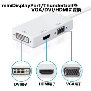 Mini DisplayPort Macbook Thunderbolt オス to HDMI/DVI/VGA メス　3-in-1変換アダプタケーブル　MINI2DVI