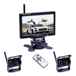 7インチモニター+カメラ2個搭載ワイヤレスバックカメラセット 防水 暗