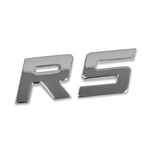 メタリック文字エンブレム RSステッカー シルバー 金属製 愛車ドレスアップ 粘着シート 貼付簡単 3D文字 RS車グレードアップ  RSエンブレム CST02RS