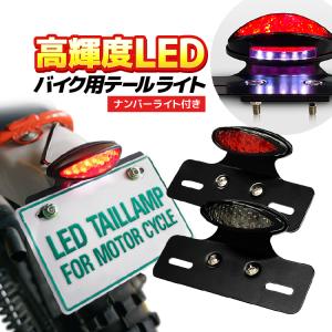 バイク用テールランプ ナンバーランプ付 高輝度LED 汎用 防水IPX6 ブレーキランプ ポジションランプ カスタム レッド スモーク選択可 2in1 BIKTLED01｜skynet