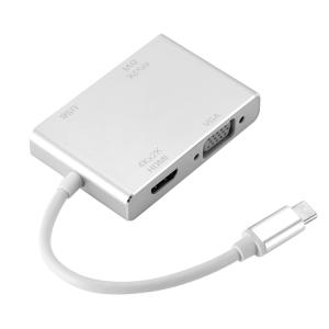 Type-C⇒HDMI/DVI/VGA マルチ変換アダプタ 4K×2K対応 外部モニター/テレビに映像出力 USB3.0ポート付 多機能ハブ ミラーリング ディスプレイ拡張 TYPEC4IN1｜skynet