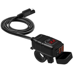 DC12V バイク用 USB充電器　2ポート クイックチャージ QC3.0 急速充電 電圧表示 電源スイッチ　配線簡単 スマホ2台同時充電対応 マルチ充電器 SAE対応 BU854A｜skynet