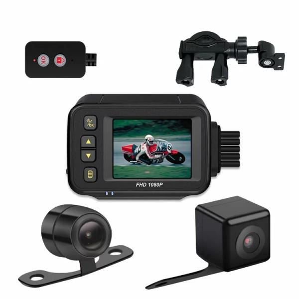 バイク用ドライブレコーダー　720P 本体 IP65 カメラIP67 前後同時記録 2インチ ループ...
