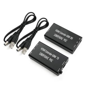 HDMIツイストペアケーブル（LANケーブル）延長用送信器と受信器のセット 4K@60、HDCP 2.2対応 HDMIツイストペアケーブル延長器 受信器