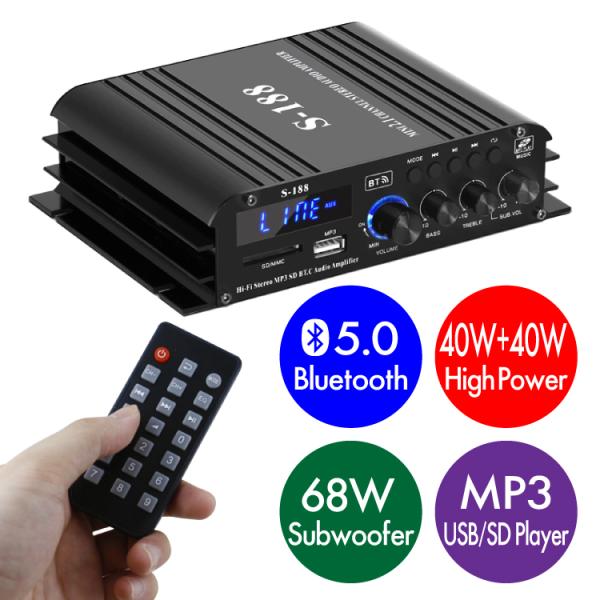 Bluetooth5.0対応 2.1chオーディオアンプ 40W＋40W＋68W 重低音 Hi-Fi...