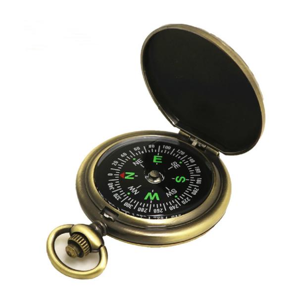 懐中時計式コンパス 方位磁石 懐中時計のデザイン ボタンで蓋開き 生活防水 アウトドア キャンプ ハ...