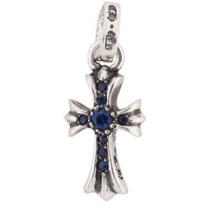 CHROME HEARTS  BABY FAT CH CROSS CHARM PAVE SAPPHIRE  クロムハーツ　CHクロス　ベイビーファットチャーム　サファイア　パヴェ｜skytrek