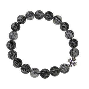 CHROME HEARTS BLACK 4MM TOURMALINE & 1 SILVER BEADS BRACELET