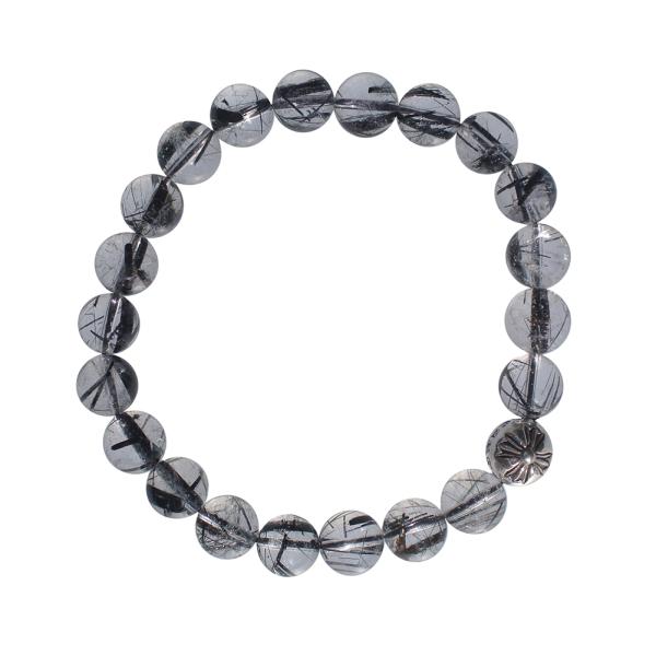 CHROME HEARTS 8MM RUTILATED QUARTZ &amp; 1 SILVER BEAD...