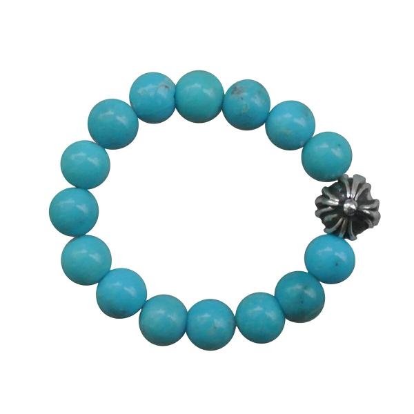 CHROME HEARTS 4MM  TURQUOISE  BEADS RING CROSS  BA...