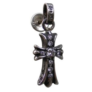 クロムハーツ トリプル CH クロス シルバー ピアス 片耳用 SV925 14K  