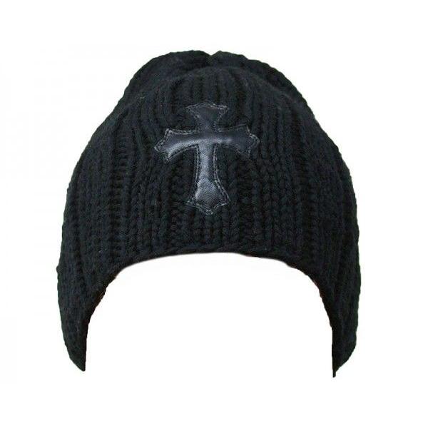 クロムハーツ　カシミア　ビーニーキャップ　ブラック　クロス　新作