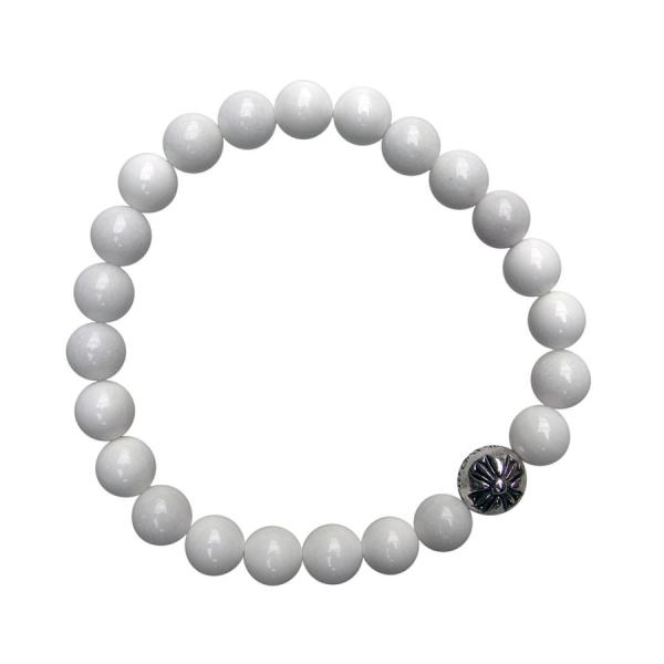 CHROME HEARTS 8MM WHITE QUARTZ &amp; 1 SILVER BEADS BR...