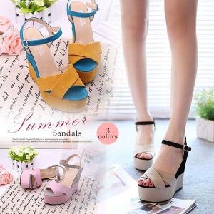 送料無料 ウエッジサンダル サンダル ぺたんこ ハイヒール レディース 厚底 夏 シューズ 歩きやすい 痛くない 大きいサイズ おしゃれ