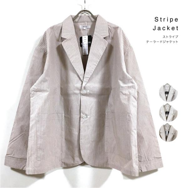 ストライプ ビッグシルエット テーラード シャツ ジャケット 長袖 メンズ 送料無料 ライトアウター...