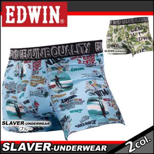 ボクサーパンツ EDWIN エドウィン メンズ 股上深め ネコポス便￥330可 23SS ポリエステル90% ブルー&白 9056-3503｜slaver-underwear