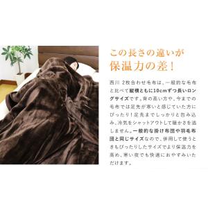 毛布 2枚合わせ 西川 送料無料 ダブルロング...の詳細画像4