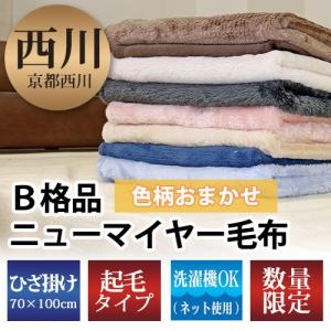 京都西川 B格品 クォーターケット（ひざ掛け） 70×100cm ニューマイヤー毛布 色柄おまかせ
