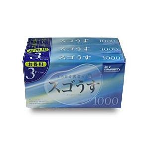 コンドーム12コ入り【スゴうす 1000 12個入り×３箱】すごうす先端密着ゼリーでスムーズな装着が...